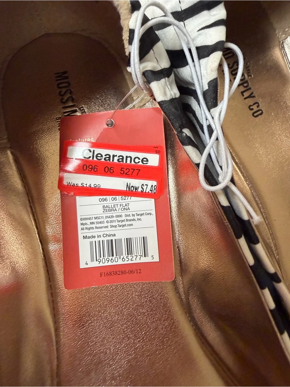 4/$20 Mossimo Supply Co. Zebra-Print Ballet Flats - Black & White